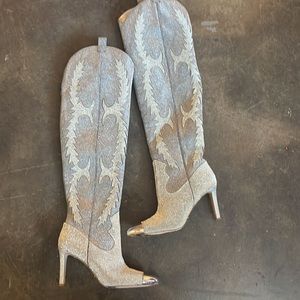 Thigh high sequin cowgirl boots